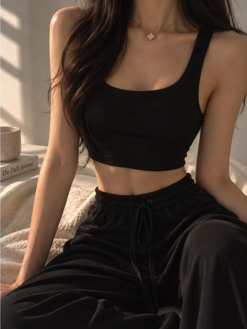 Black Ribbed Crop Tank Top - Women Intimates & Sleepwear